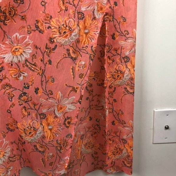 C. Wonder Floral Sheer Duster Orange 10 Button Up - Picture 5 of 8